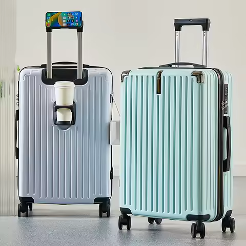 Large Capacity Medium Travel Luggage Bag 20-26 Inch Rolling Bag with Cup Holder And Phone Stand for Easy Carry-On Travel