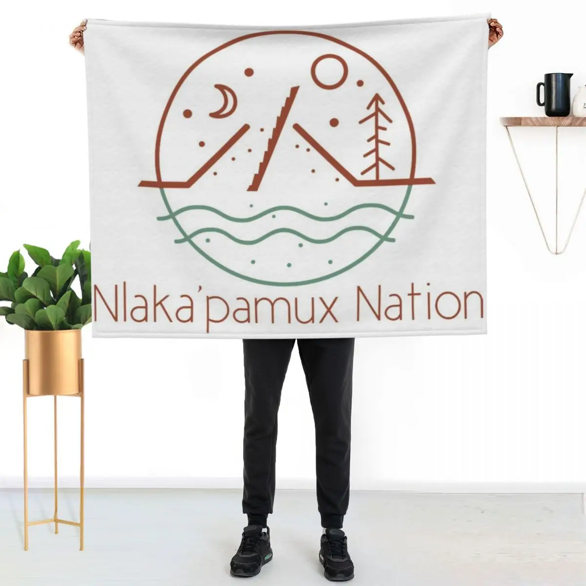 Flag of the Nlakapamux Nation Canada Throw Blanket All Season Soft Lightweight Blanket for Home