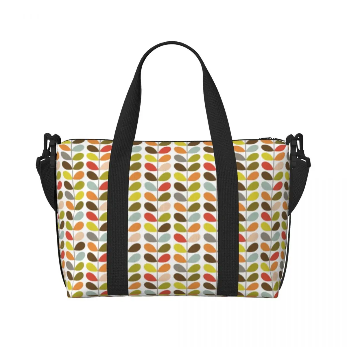 

Custom Orla Kiely Flowers Beach Tote Bag Women Mid Century Modern Multi Stem Large Compartment Gym Beach Travel Bags