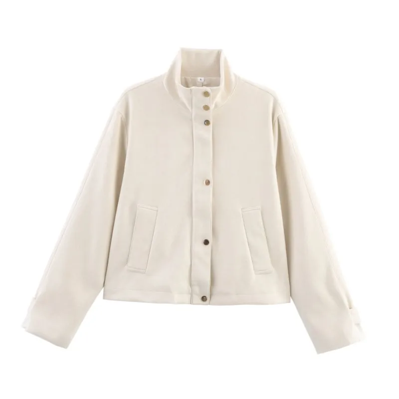

Faux Suede Short Coat Women Fashion Casual Single-breasted Long Sleeve Jacket Female 2025 New AutumnElegant Loose Crop Jackets