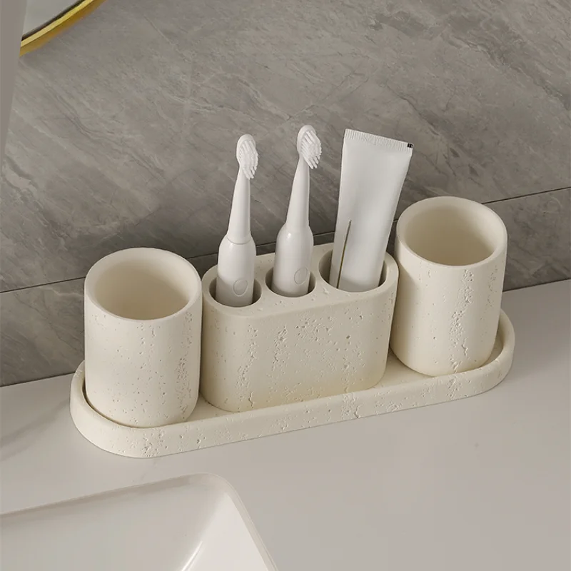 

1pc Sandstone Bathroom Toiletries Jewelry Storage Tray Homestay Bathroom Decoration Bathroom Accessories Gargle Cup Soap Dish