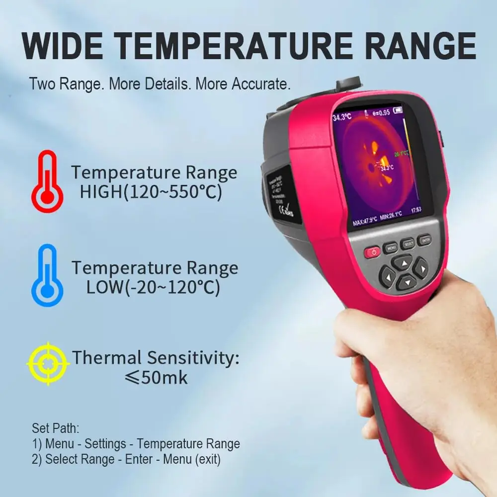 TOOLTOP ET692C Telecamera termica a infrarossi portatile 256X192 Termocamera da 3,2 pollici per la riparazione elettronica Rilevamento condutture PCB