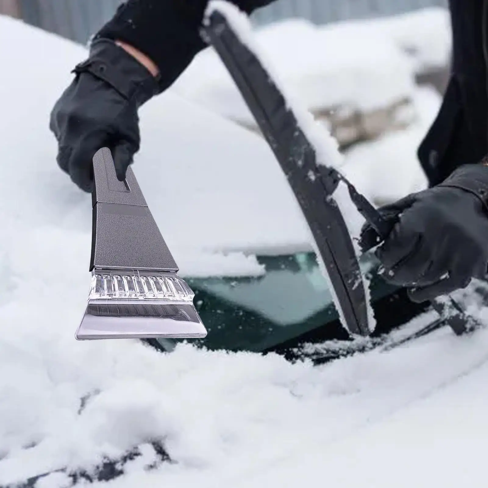 Car Ice Scraper Warm Waterproof Windproof 2-in-1 Windshield Snow Scraper Glove for Truck SUV Window Glass Mirror Care Cleaning
