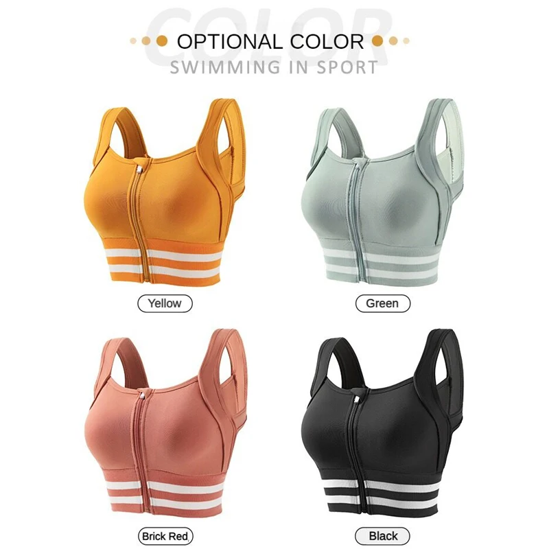 Sports Bras Zip Front For Women With Full Coverage Removable Padded Workout Bra Shockproof Yoga Underwear Running Fitness Vest