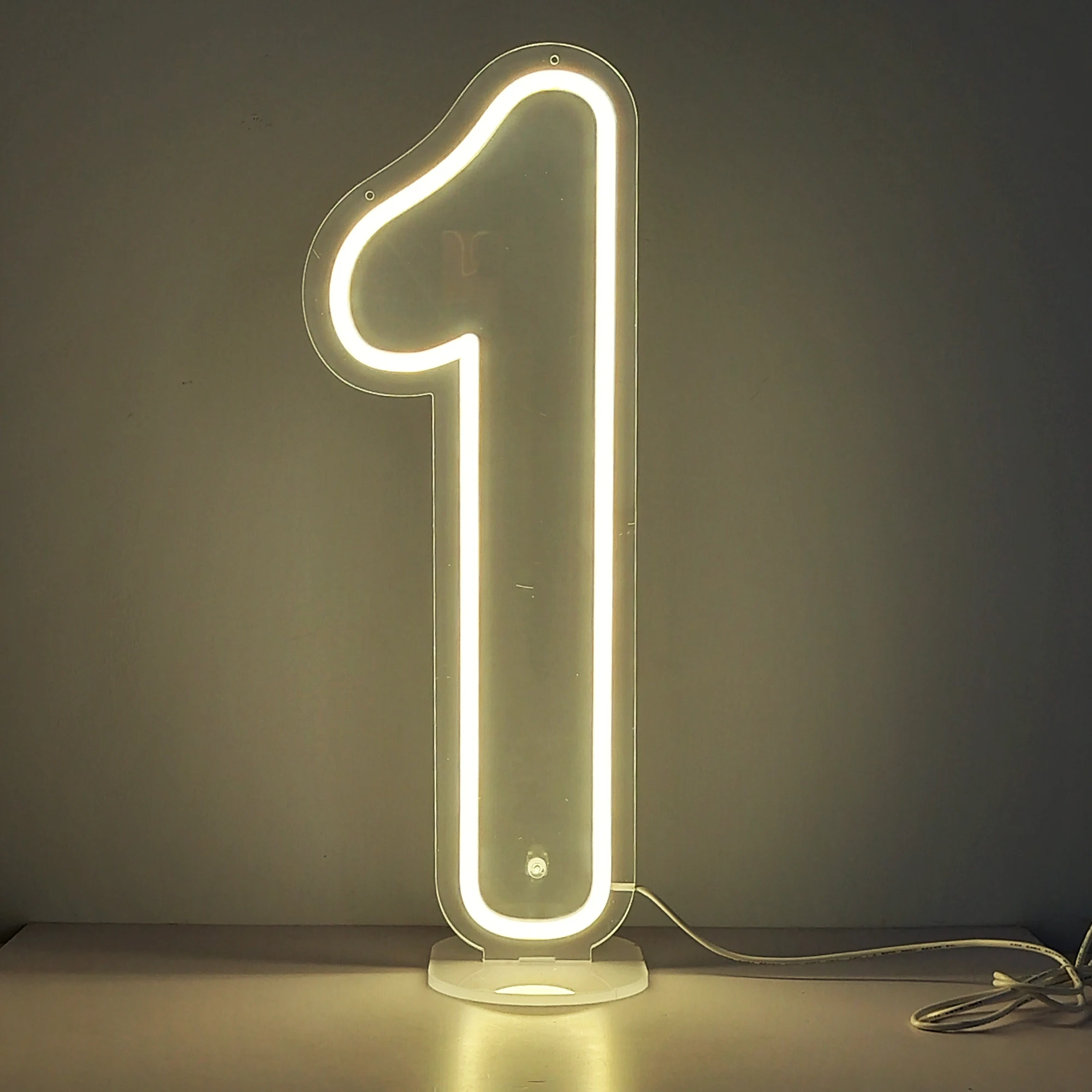 20inch Customizable LED Neon Sign with Clear Base - Flexible Light Stand for Wall Mount Perfect for First Birthday Party Decor
