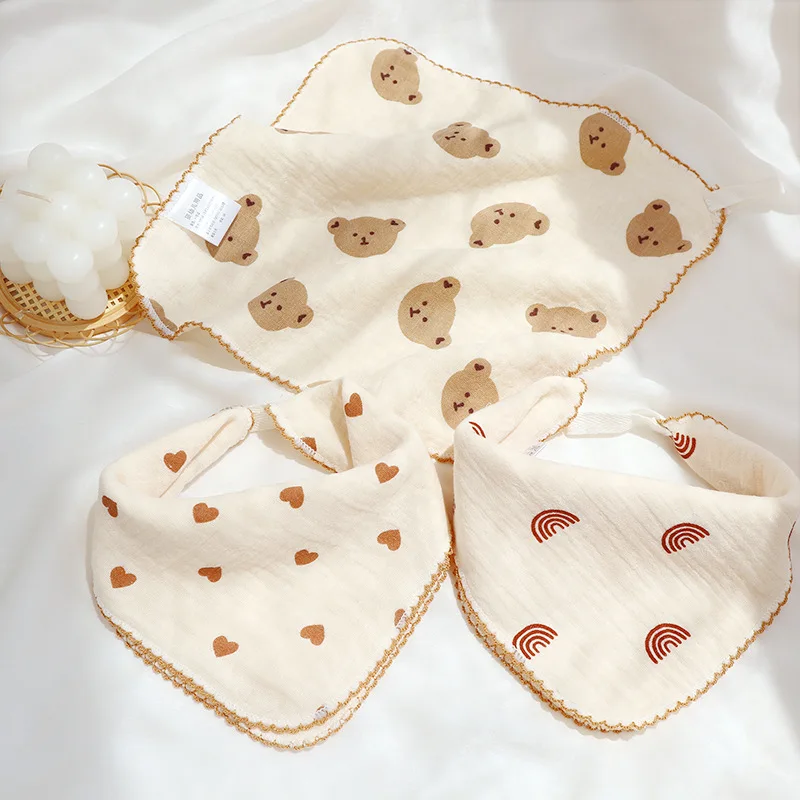 

Cotton Baby Face Towel Newborn Baby Items 4 Layer Muslin Baby Bibs Handkerchief Soft Saliva Towel Triangle Feeding Burp Cloths