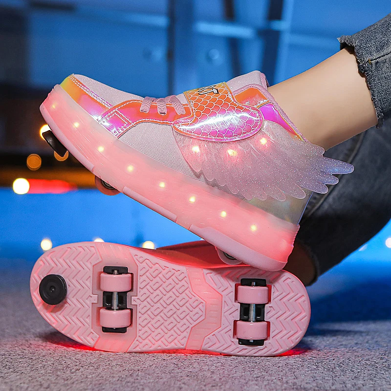 

2025 Autumn & Winter New Kids' Sneakers: Girls' Winged Shoes, Toddler Boys' 7-Color Light-Up Shoes
