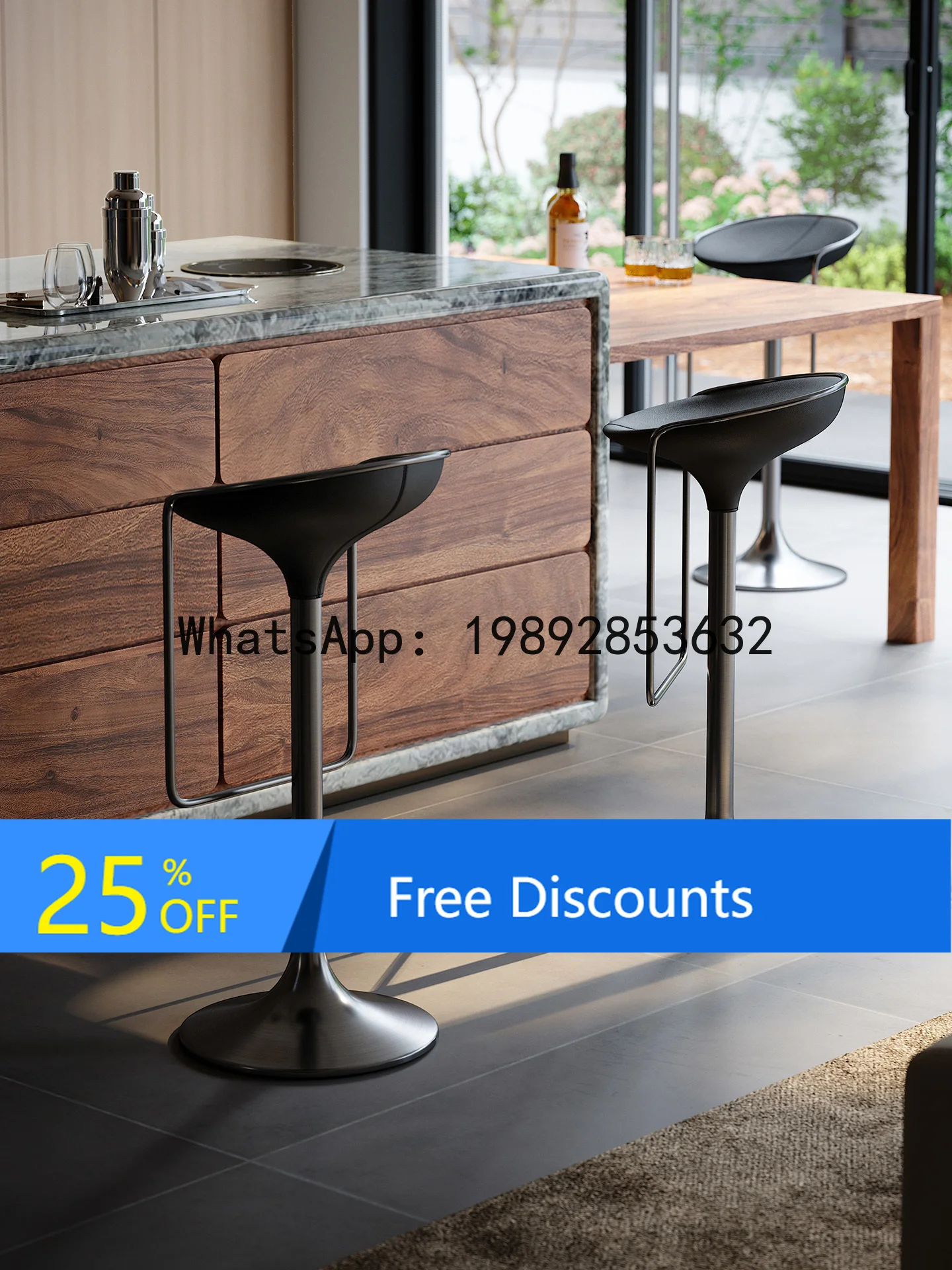 

YFY Modern Minimalist Creative Designer High Bar Stool Full Leather Bar Island High Stool