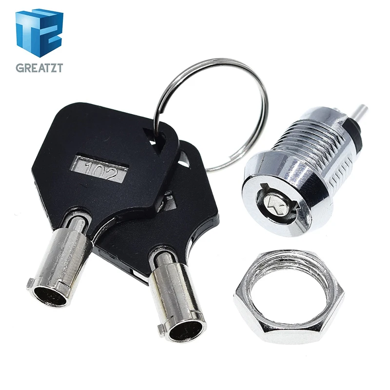 12MM Stainless Steel Telephone Lock Electronic Lock Power Lock Key Switch S1201 Double Side Pull Out Type 0.5A250V AC 2Keys