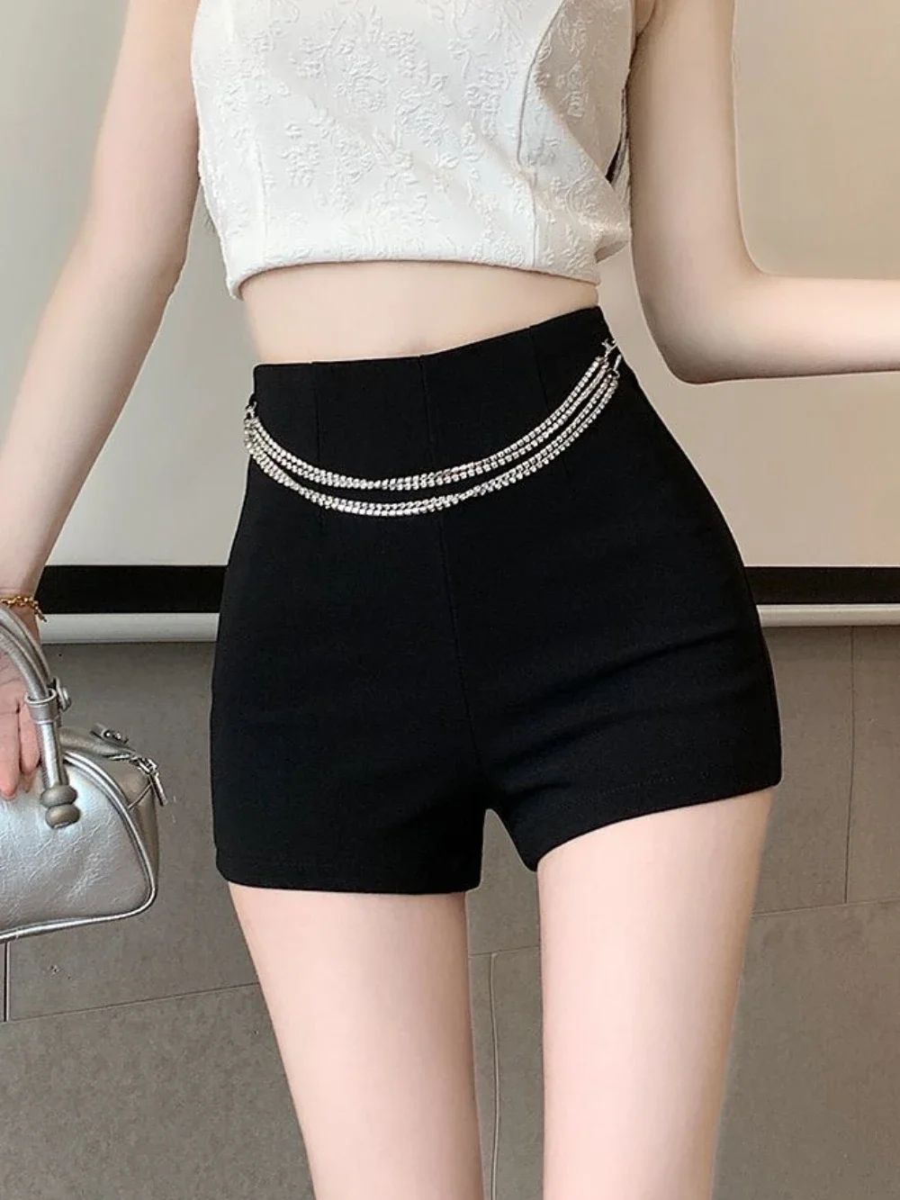 코케트 하이웨이스트 섹시 여성 숏팬츠 블랙 젊은 감각 일반 도매 편안한 2000년대 의류 Y2k XL 빈티지 반바지 여성용