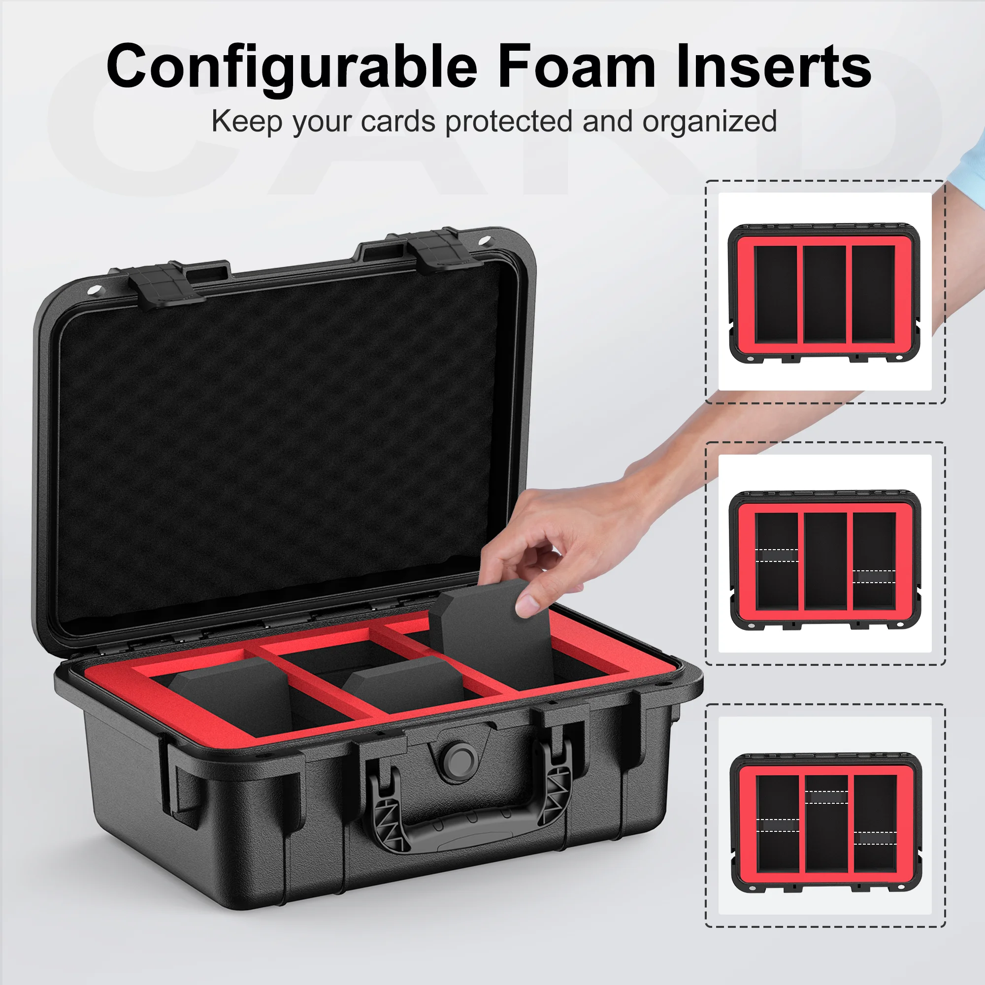 Trading Card Storage Box for 3" x 4"Top Loaders/Hard Sleeves/Magnetic Holder, Sports Cards Case with 3 Foam Dividers view 3