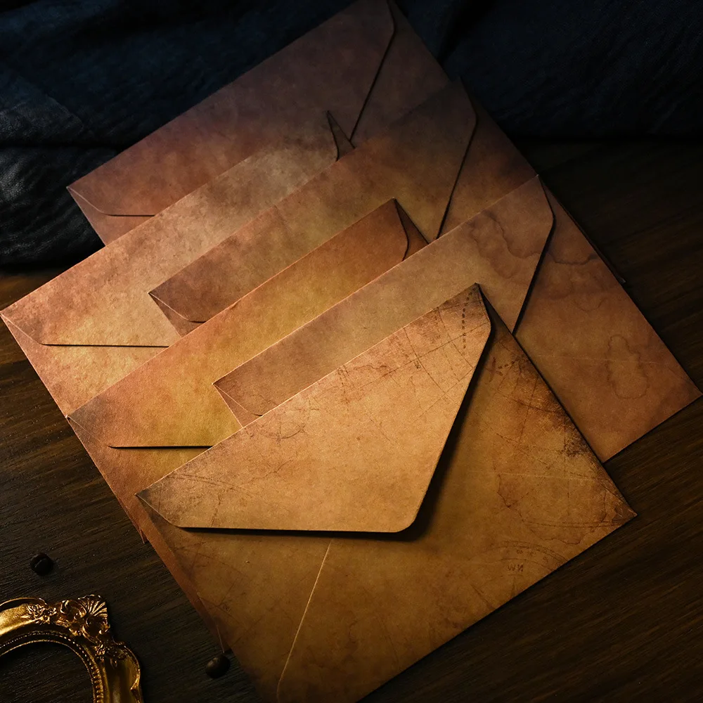 10 Pcs Vintage Pattern Thick Paper Envelope Thicken Retro Stationery Wedding Invitation Invited Gift Greeting Card Envelopes