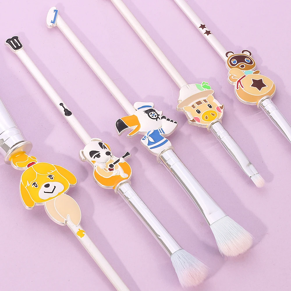 5Pcs/Set Game Animal Crossing Makeup Brush Kawaii Isabelle Eye Shadow Brush Cosmetics Brush for Cosplay Accessory Girls Toy Gift