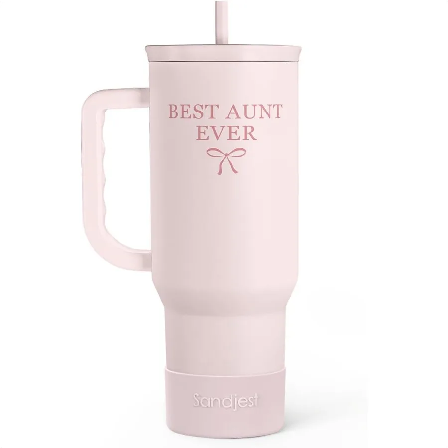 

Подарок для тети, лучшая тетя, стакан из нержавеющей стали с ручкой, дорожная кофейная кружка для мам, точек, подарки на день рождения, Рождество, матери