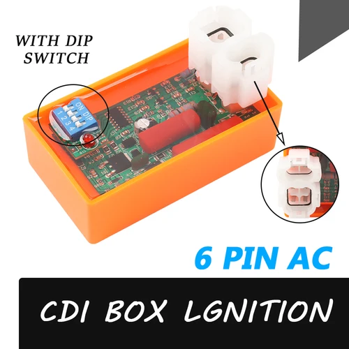 Imagen 1 del producto Unidad de sistema de ignición de motocicleta de 6 pines, caja de CA CDI con interruptor DIP para GY DM 200 YABEN 50 XR250R CS XLR 125 GY6 CRF230F