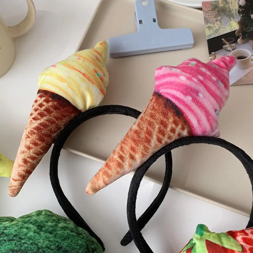 Korean Fashion Unique Ice Cream Corn Strawberry Headbands for Women Girls Simulation Food Hair Bands Hair Accessories