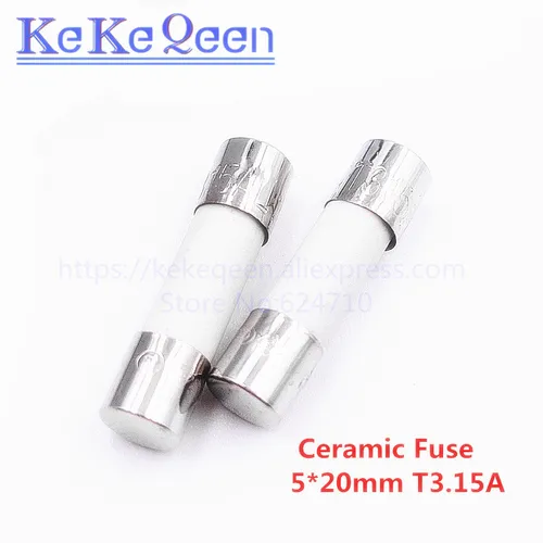 Imagen 2 del producto 10 Uds fusible cerámico 5*20mm fusible de soplado lento 5*20 T0.5A T500MA T1A T2A T3A T3.15A T4A T5A T6.3A T8A T10A T15A T20A 250V 5mm * 20mm