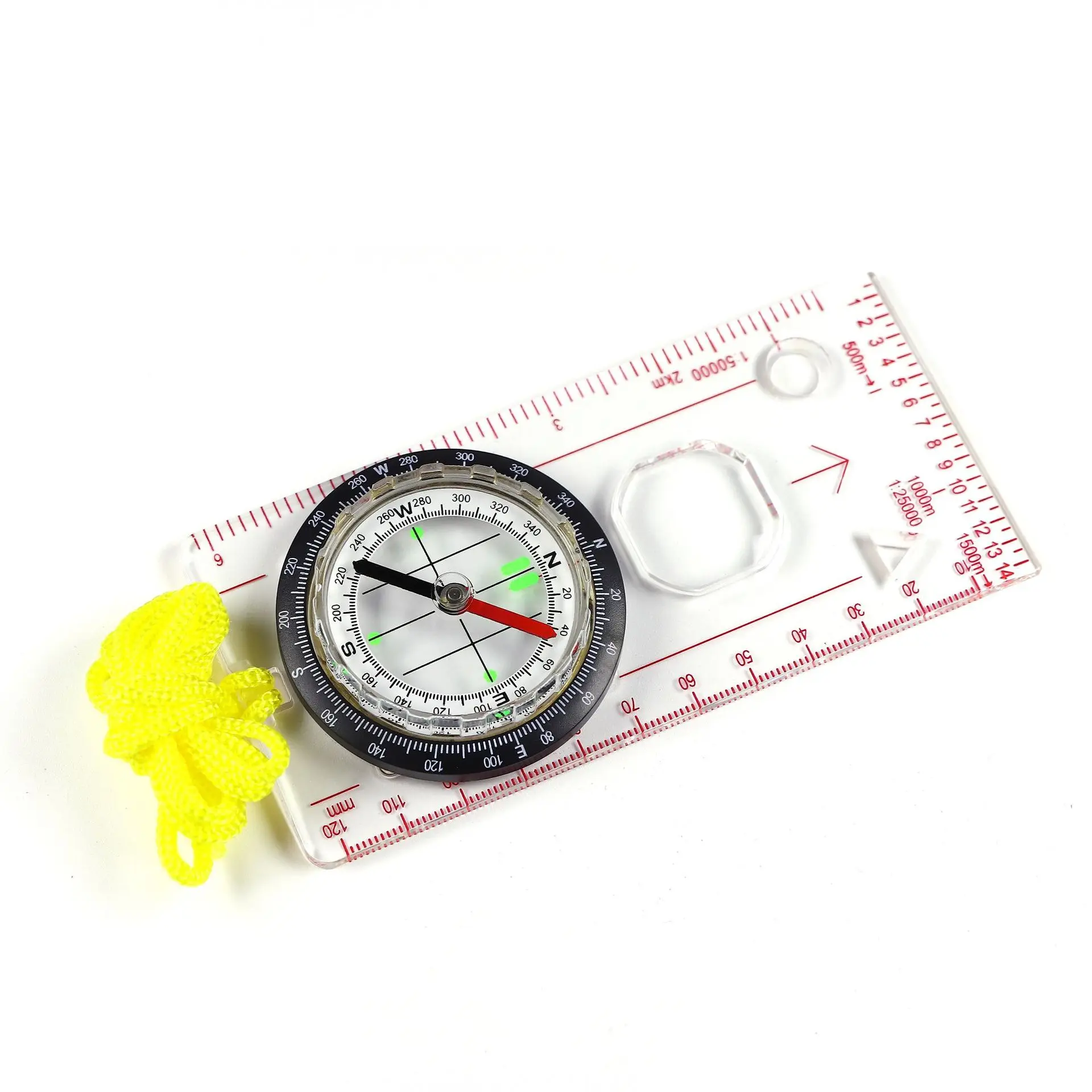 Outdoor compass scale multifunctional compass drawing ruler outdoor camping map ruler compass with lanyard
