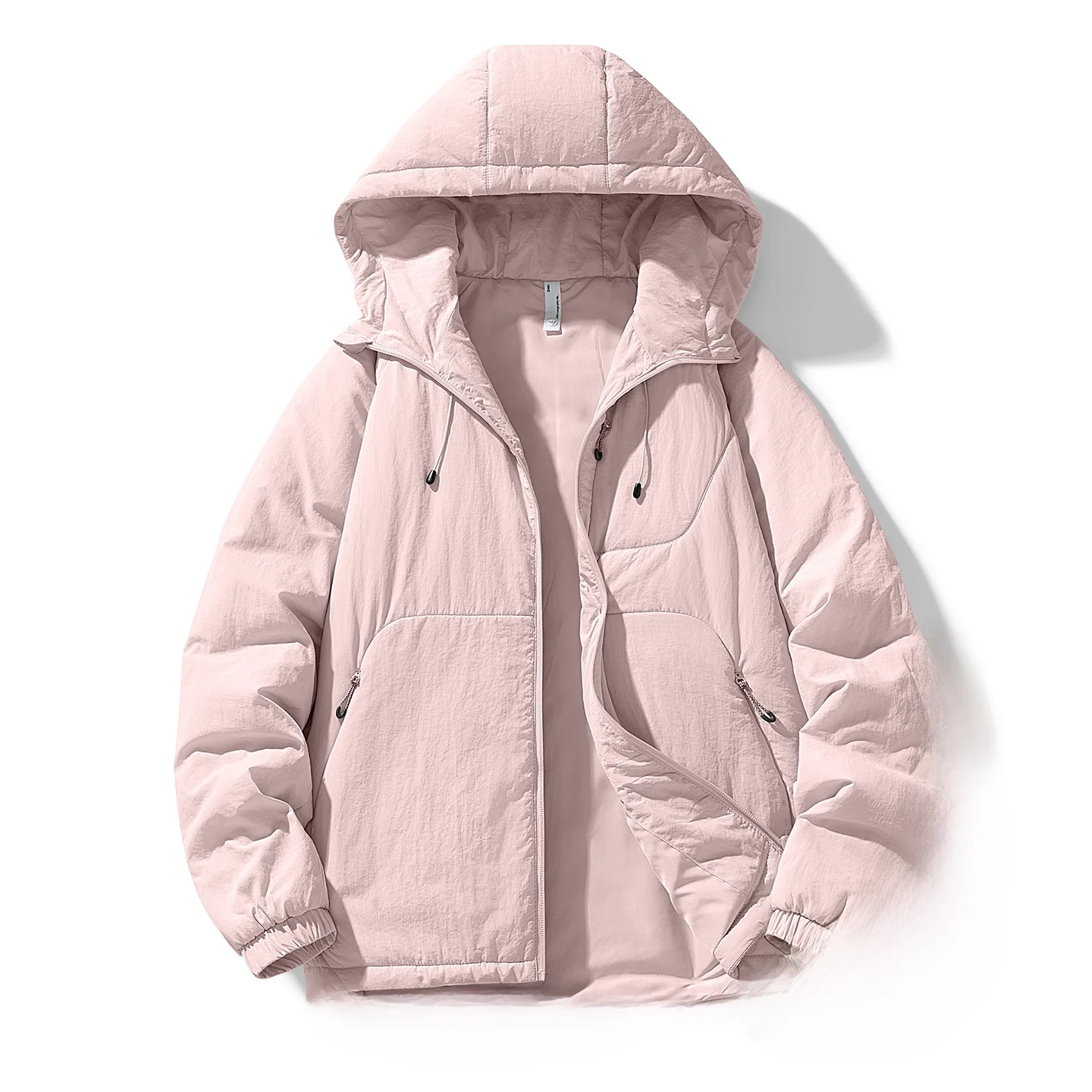 

American Sle Lightweight Hooded Cotton Wool Jaet Pure Color Warmth Winter Outerwear Loose Fit Long Sve Youth Faion
