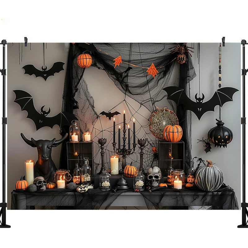 LS Photography Background Halloween Scary Ghost Kid Birthday Party Cake Smash Portrait Decor Backdrop Photo Studio