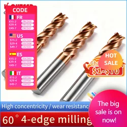 HRC60 1mm 3 millimetri 5 millimetri 8 millimetri 10mm 12mm 16 millimetri 20 millimetri Frese in metallo duro 4 flauto Fresa In Acciaio Al Tungsteno End Mill Cutter Cnc Strumenti