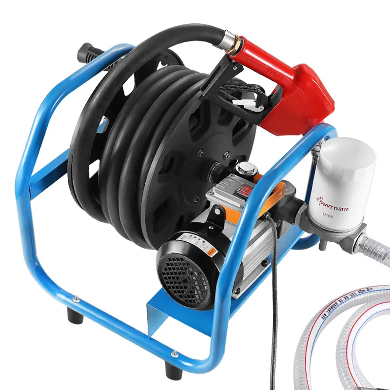 XIER Diesel Transfer Pump with Hose Reel 12V 24V 220V Portable Fuel Extractor Pump with Auto Nozzle