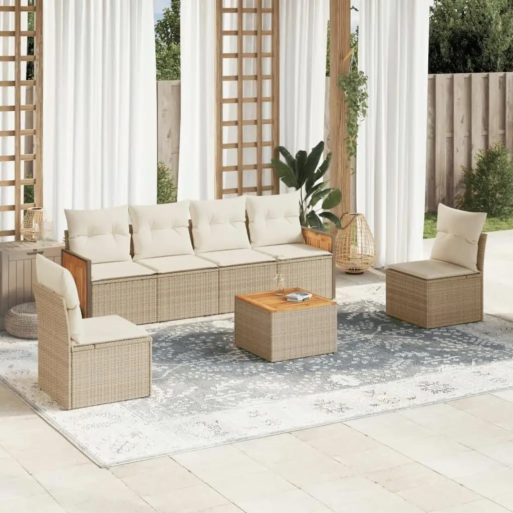 

Large Modular Garden Sofa Set Beige PE Rattan Outdoor Furniture Comfortable Sectional Sofa Set for Patio Backyard Relaxation