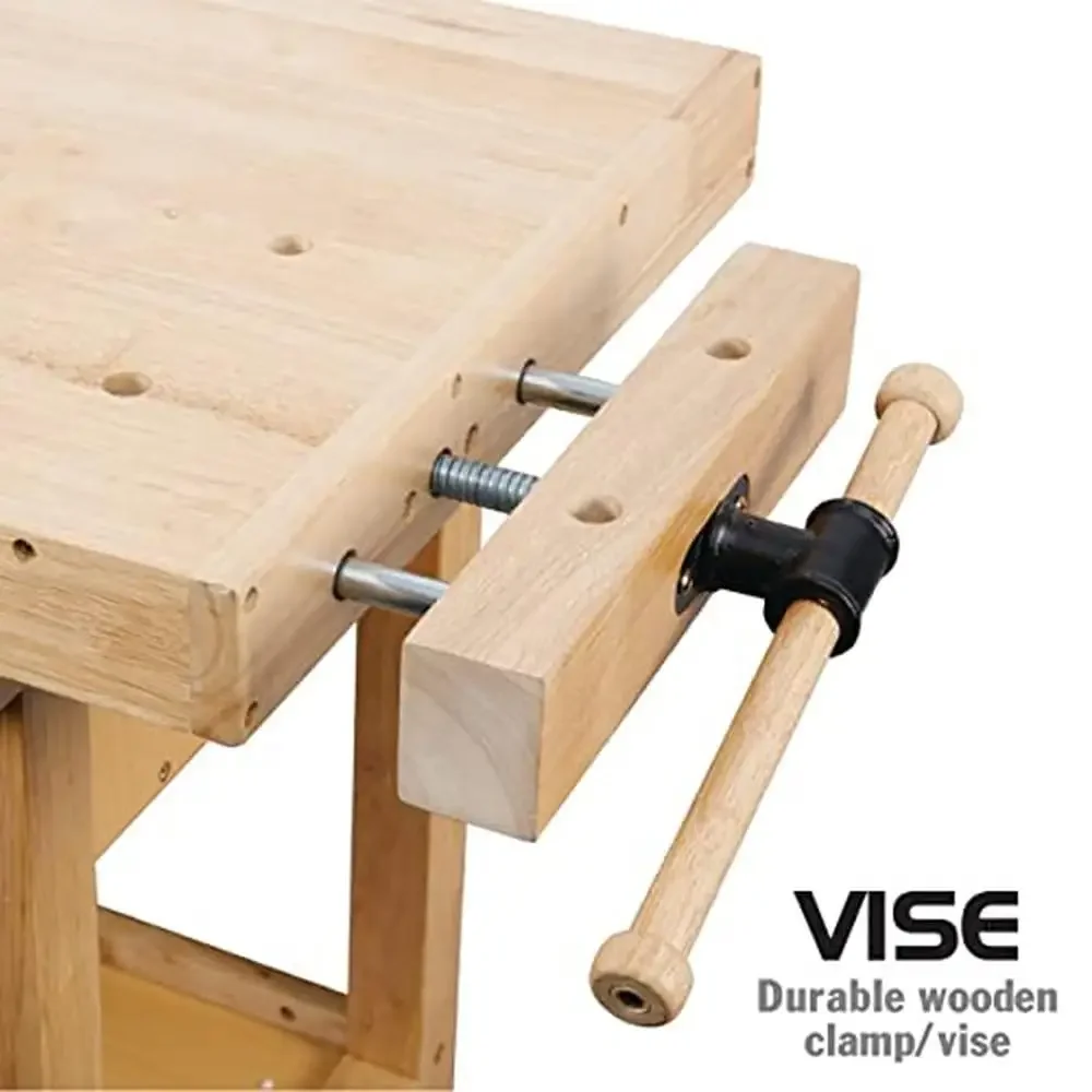 Workbench ไม้ 60 นิ้วไม้ยาง 4 ลิ้นชัก 450lbs ความจุโรงรถ Home Workshop Bench