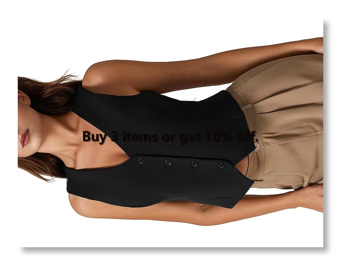 ●Vest Tops for Women, Knit V-Neck Sleeveless Button Down Vest Business Casual Outfits Black M