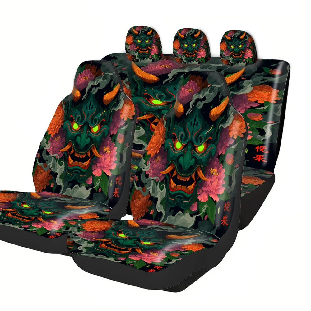 

2-5 Seat Set Car Seat Covers, Black War Horse Print,, Easy Install & Washable, Fit, Non-Slip, Absorbent, Washable - For Truck,