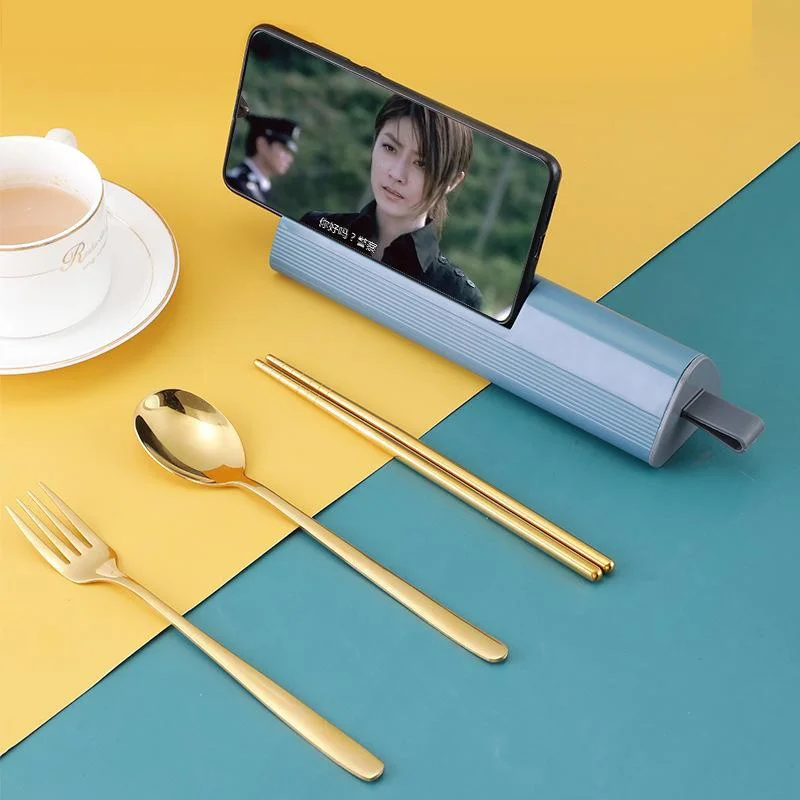 1 Set 304 Stainless Steel Spoon Fork Chopsticks Cutlery Set Portable Dinnerware Kit Lunch Tableware Box Kitchen Accessories
