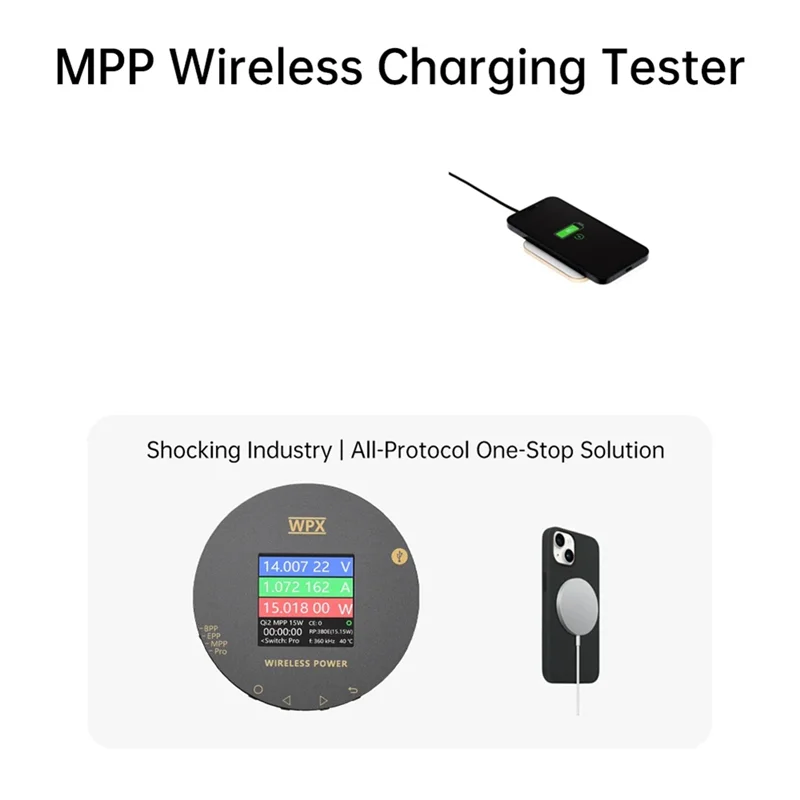 MOPHE-Qi2 MPP Probador de carga inalámbrica MPP 25W Probador de medidor de potencia de corriente de voltaje en tiempo real