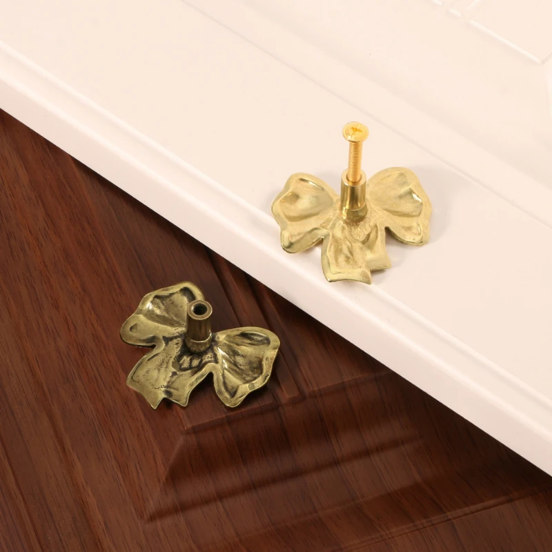 Brass love peach heart bow door handle wardrobe drawer bedside table copper handle background wall decorative hook