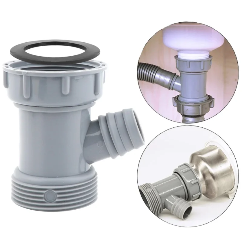 Lavello da cucina Tubo di scarico Adattatore a Wye Lavabo a forma di Y Connettore per ramo di fognatura Connettore filettato femmina-maschio Accessori di montaggio