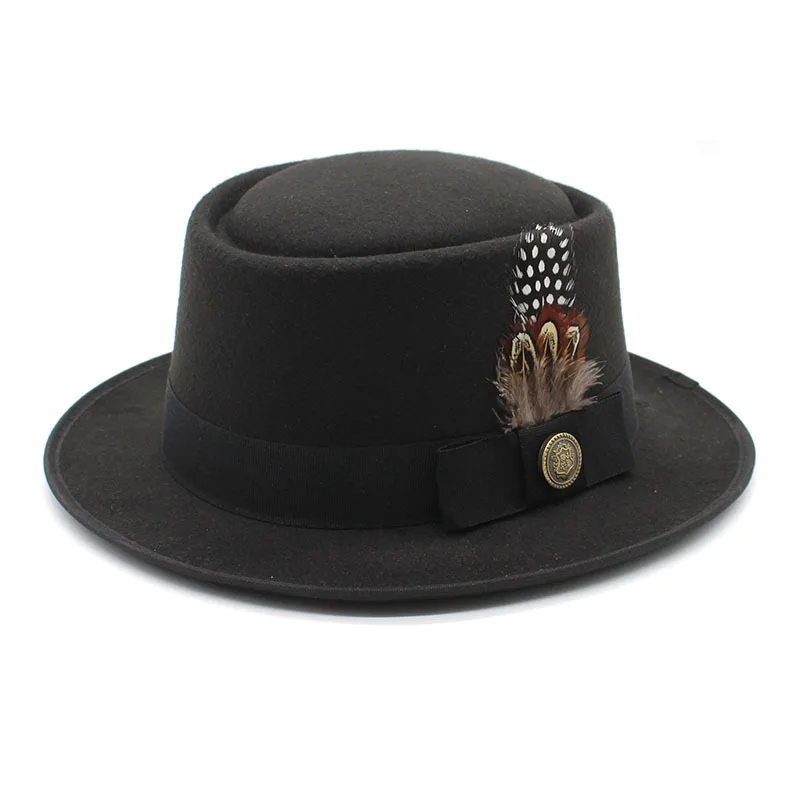 Spring And Autumn Billycock Felt Small Brim Bowler Hat Men's Fashion All-matching British Style Hip Hop Fedora Hat Children