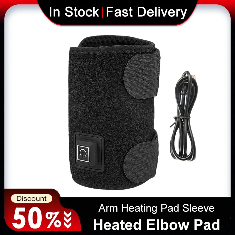 

Electric Heated Arm Support Brace Heating Elbow Pad Sleeve Adjustable 3 Temperature Settings Heating Pad for Golfer's Elbow