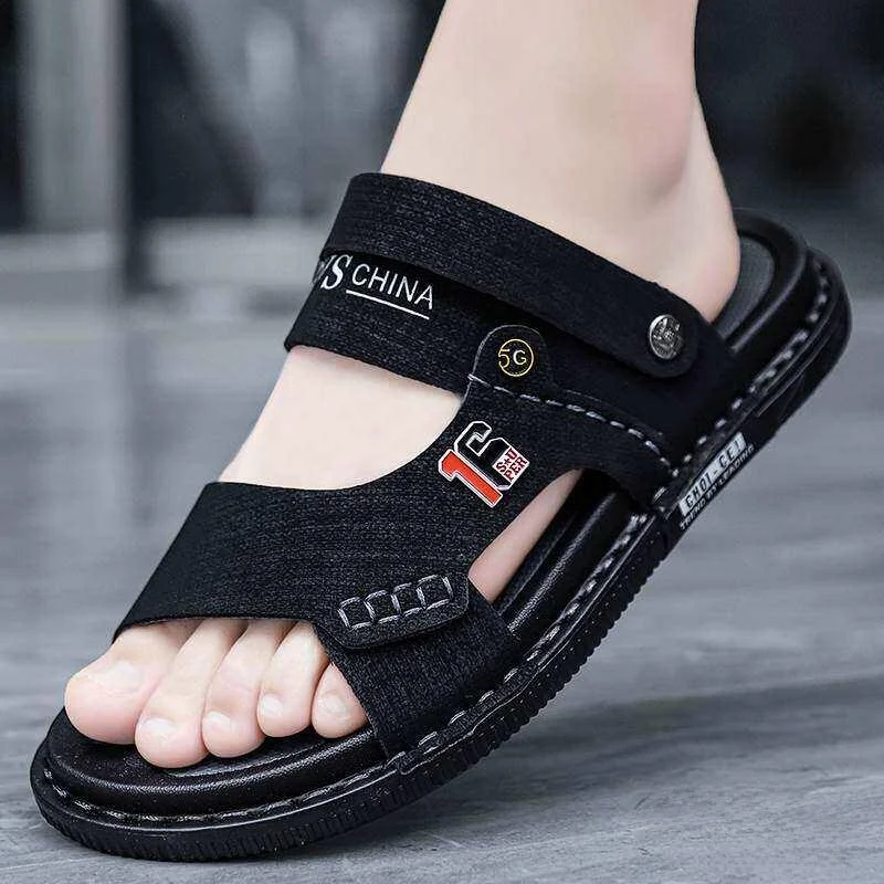 

Men's Outdoor Wearable Driving Sandals Summer Trendy Beach Slippers Casual Breathable PU Upper Rubber Sole Comfortable Slip-On