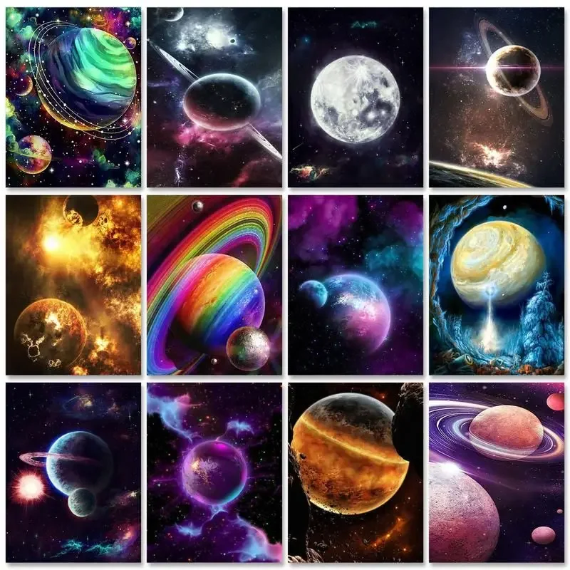 

301991 Painting By Numbers With Frame Acrylic Paint On Canvas Space Planet Landscape Picture By Numbers For Adults Diy Gift