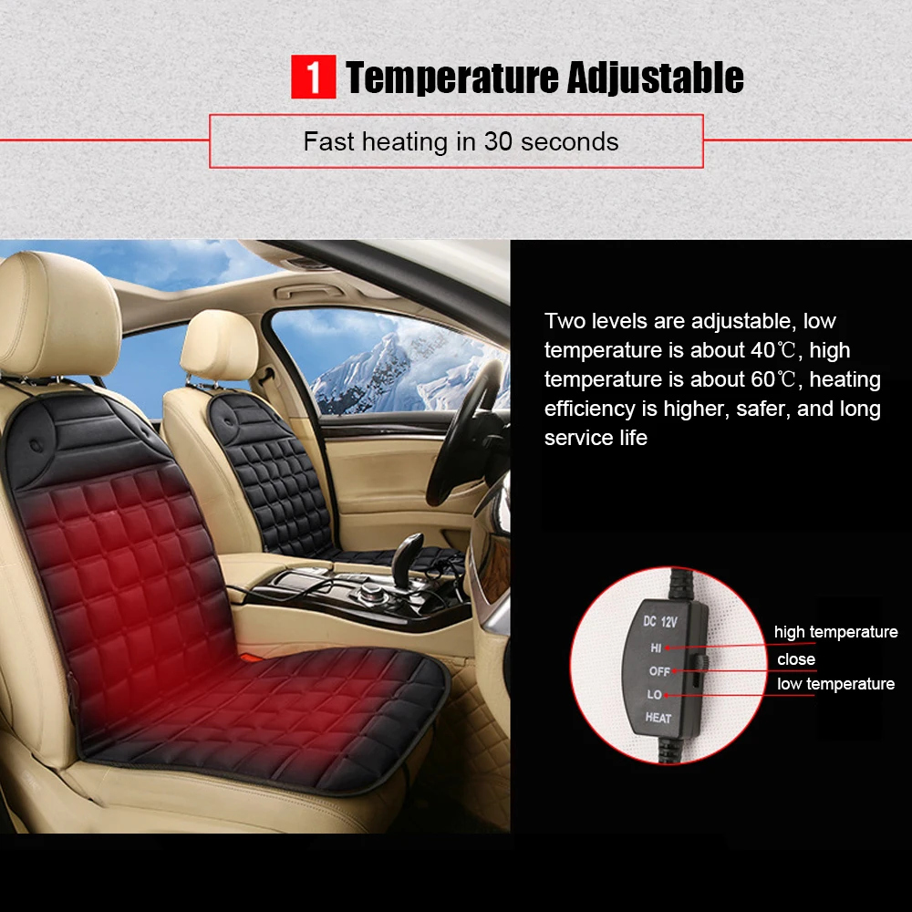 Calentador de asiento eléctrico de 12V, cojín para asiento con calefacción, accesorios para automóvil, funda para cojín para asiento de coche con calefacción, cojín para el hogar de invierno
