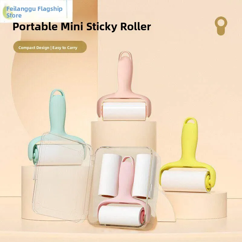 portable-sticky-hair-remover-roller-strong-tearable-replacement-paper-small-size-easy-carry-clothes-dusting-tool