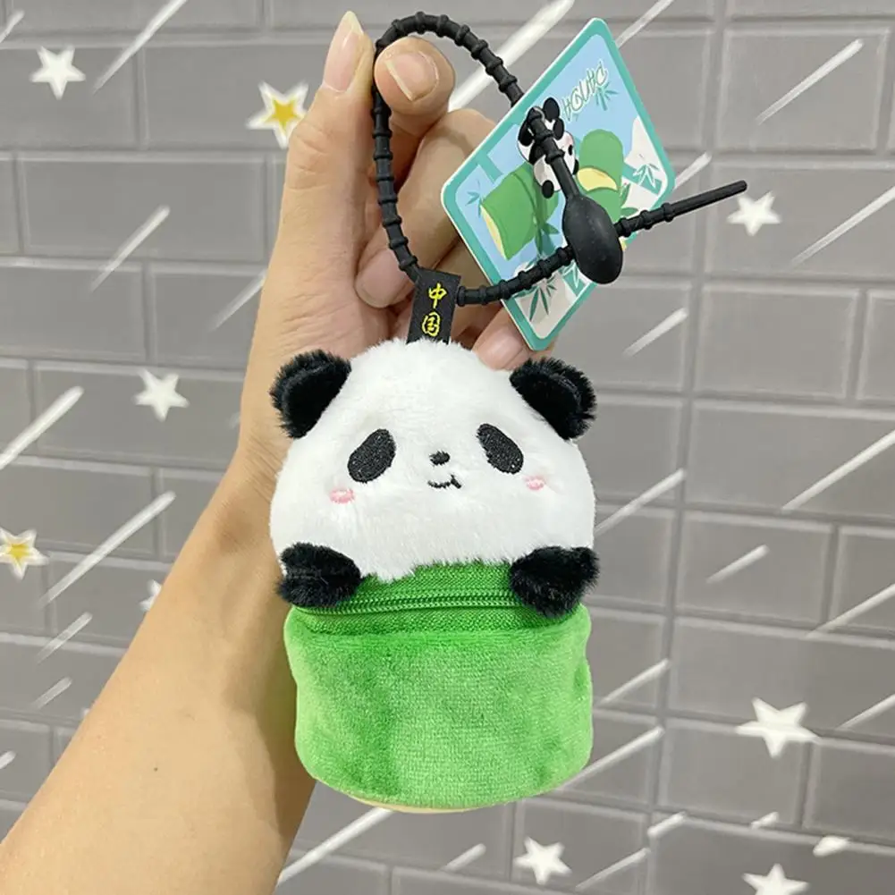 Tasche Panda Plüsch niedlichen Panda Plüsch Schlüssel bund Münz geldbörse Combo weiche Stofftier Puppe Ornament für Rucksack oder Tasche Mädchen