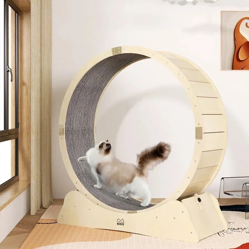 

Pet Cat and Dog Roller Treadmill Pet Sports Furniture Solid Wood Cat Climbing Frame Cat Training Toys Silent Scroll Wheel