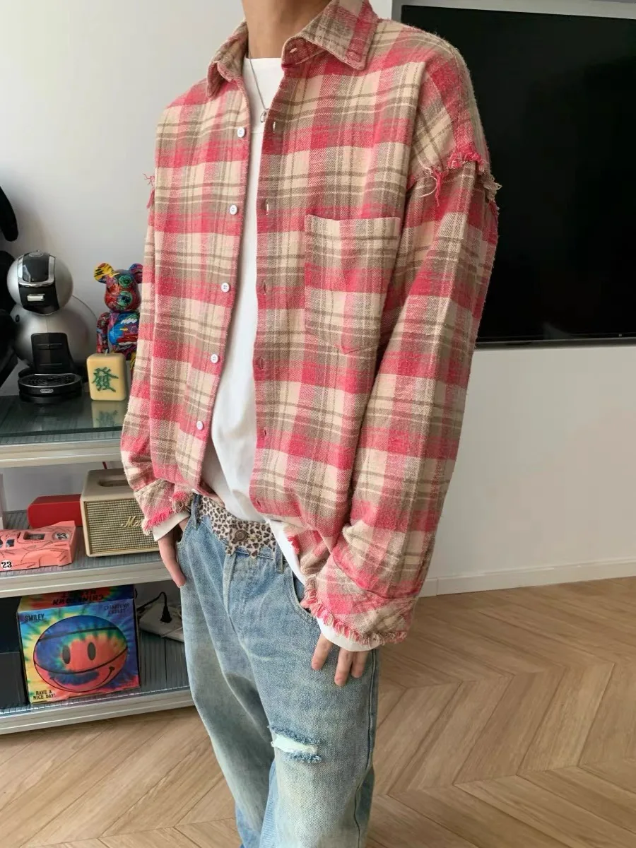 

Ретро американский розовый клетчатый мужской и женский Splice Sle High Sensation, маленькая модная брендовая верхняя одежда Cleanfit irt