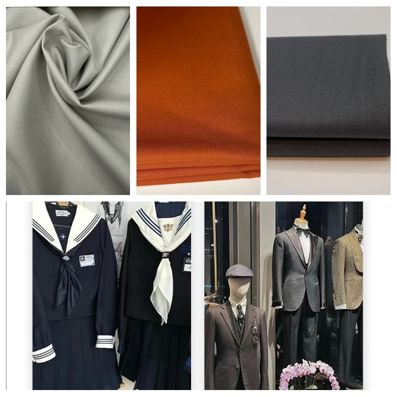 Glatter Anzugstoff, Polyester, Viskose, Meterware für Hosen, Uniform, Faltenrock, Hemd, DIY-Nähtuch, Anti-Falten, weiches Grau