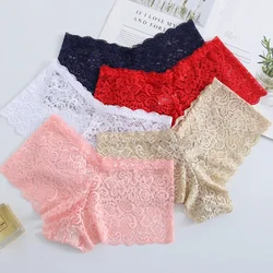 3Pcs/Set Lace Underwear Women Sexy Hollow Out Lingerie Low-Rise Transparent Panties V Thong Women Floral Solid Color Underwear