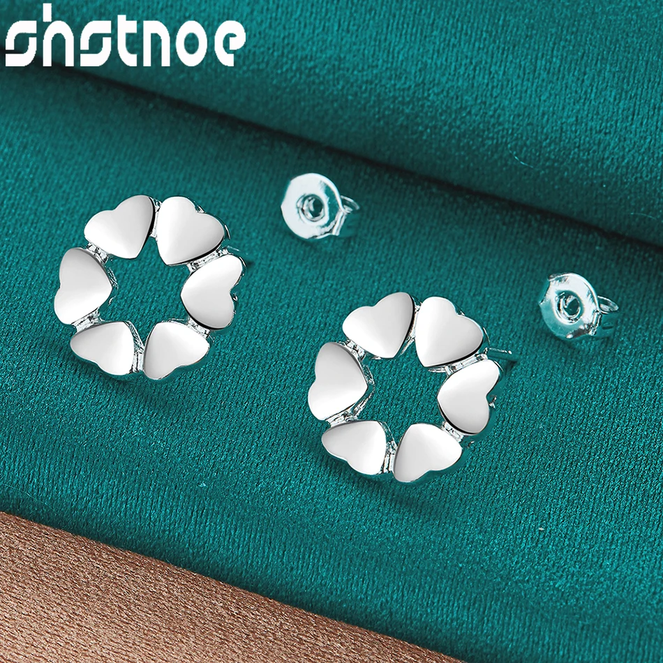 925 Sterling Silver Jewelry Sets Fashion Series Hollow Flower Heart Pendant Necklace Earring For Woman Bridal Wedding Birthday