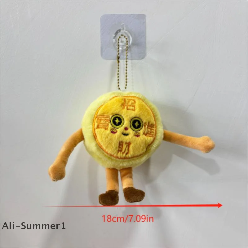 1/2 pçs bonito dos desenhos animados engraçado moeda de ouro fortuna boneca de pelúcia brinquedos chaveiro saco pingente criativo mochila pendurar ornamentos presentes