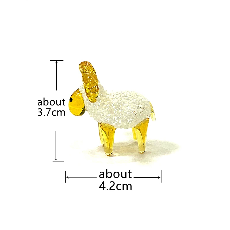 Handmade Mini Glass Sheep Figurine Colorful Cute Zodiac Animal Statue Ornament Home Desktop Indoor Room Decor Idea New Year Gift