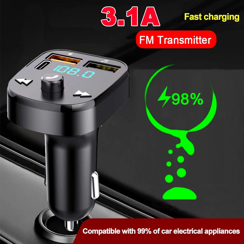 Dual USB Port Car Charger Multifunctional Wireless Bluetooth 5.0 FM Transmitter Music Adapter Hands-Free Calling Radio Receiver