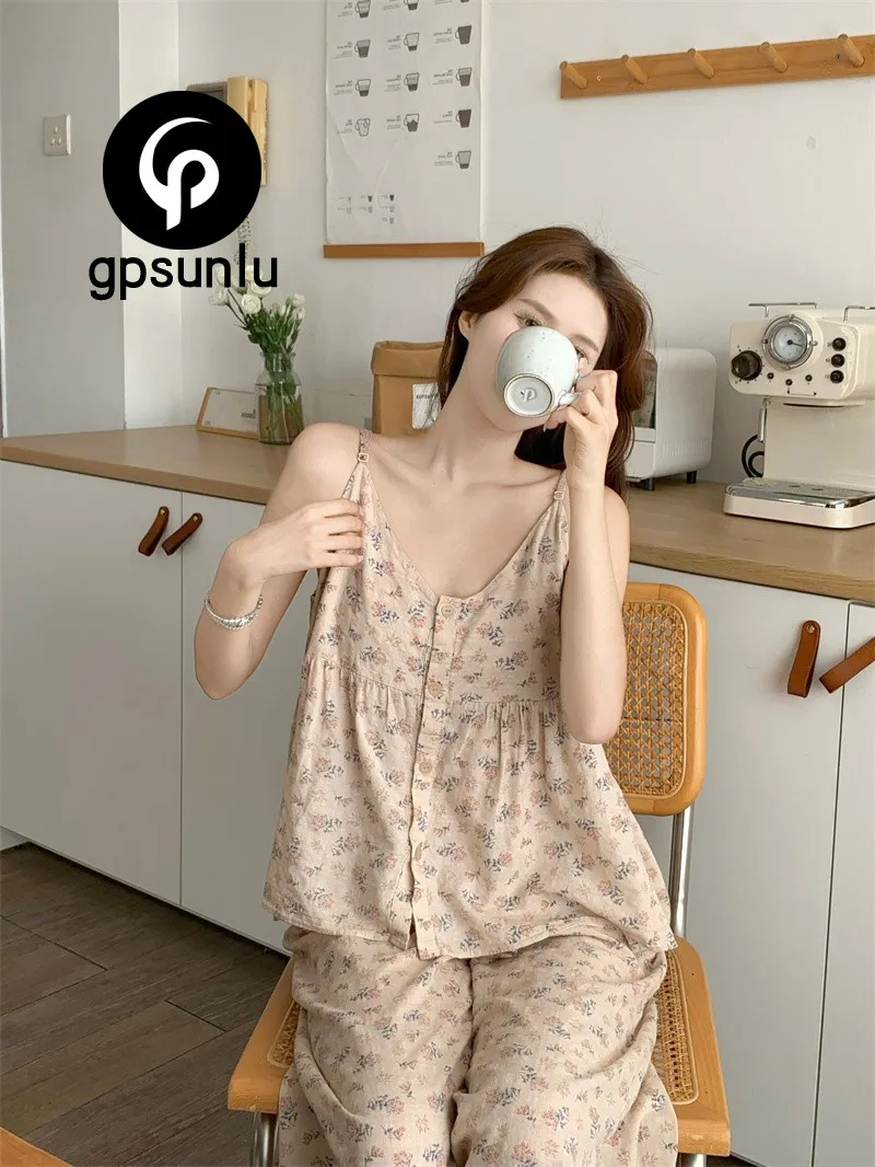 conjunto-de-ropa-de-dormir-sexy-con-tirantes-en-v-y-estampado-floral-para-mujer-corte-holgado-con-relleno-en-el-pecho-camison-de-algodon-de-dos-piezas